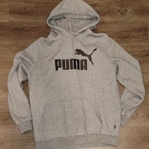 Puma Light Gray Hoodie with Black Logo